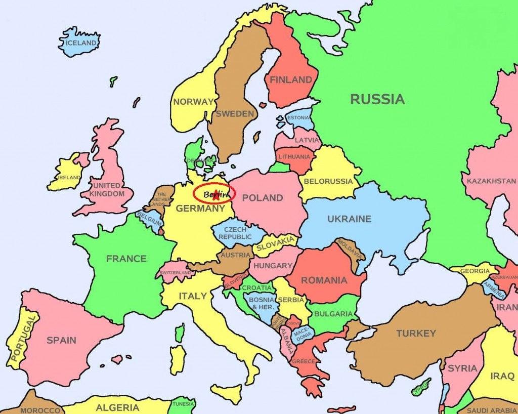 Europe Map with Berlin Germany