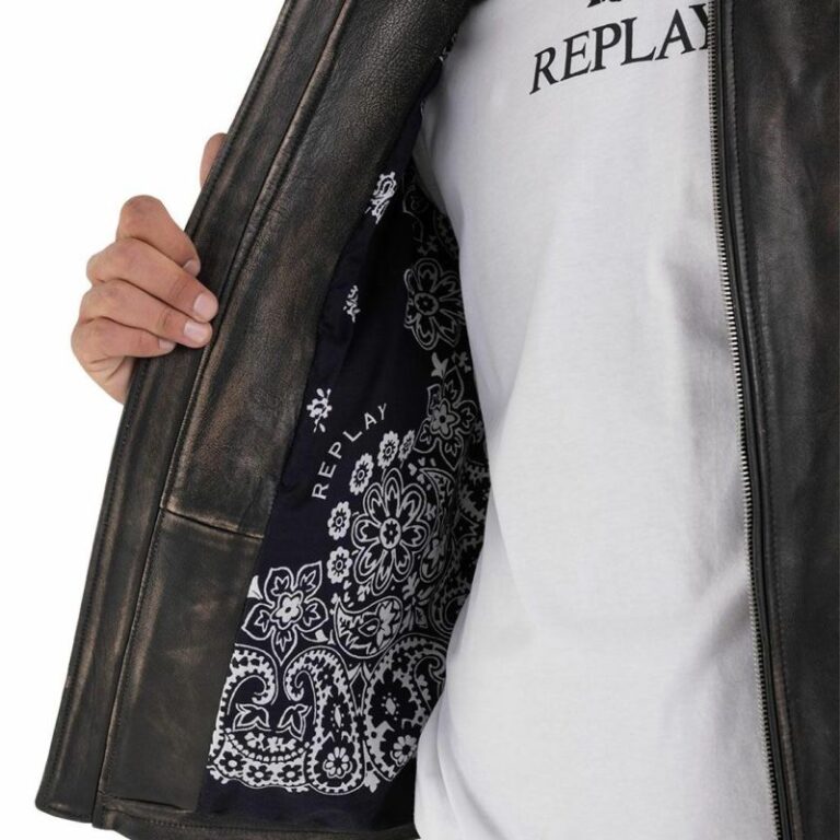 REPLAY | LEATHER BIKER JACKET WITH SPRAY PRINT が入荷してきました。