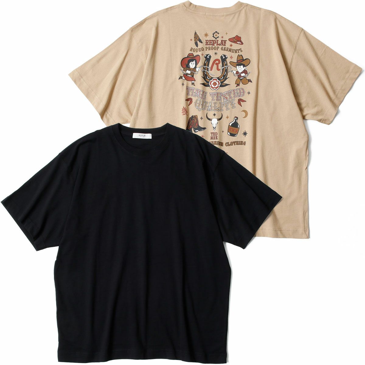 REPLAY ウエスタン プリント ボーイフィット Tシャツ